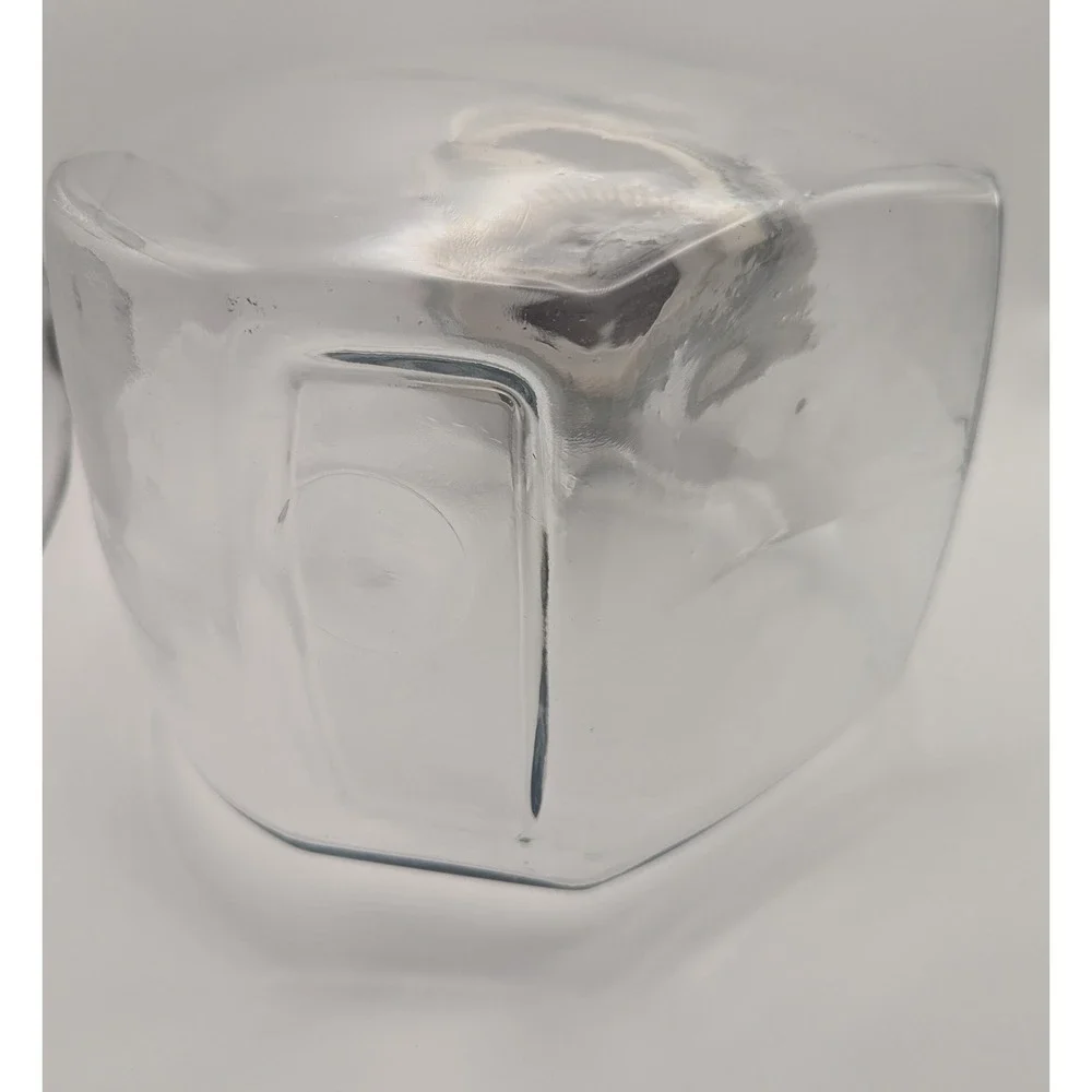 Vtg‎ Clear Glass Cookie Jar Ceramic Poinsettia Lid Christmas Holiday Container